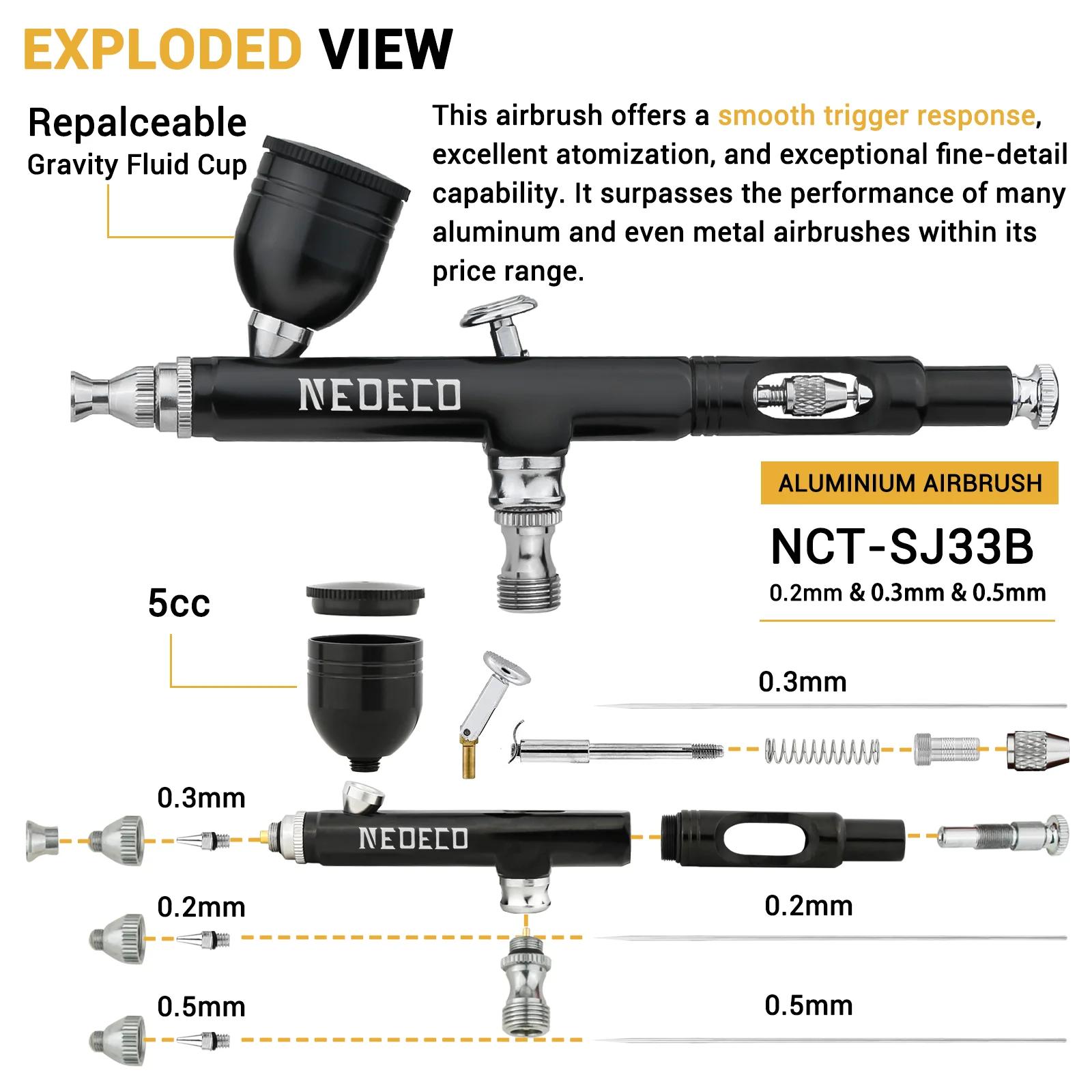 Kit d'aérographe Neoeco 30PSI, ensemble d'aérographe portable multifonction à double action, compres