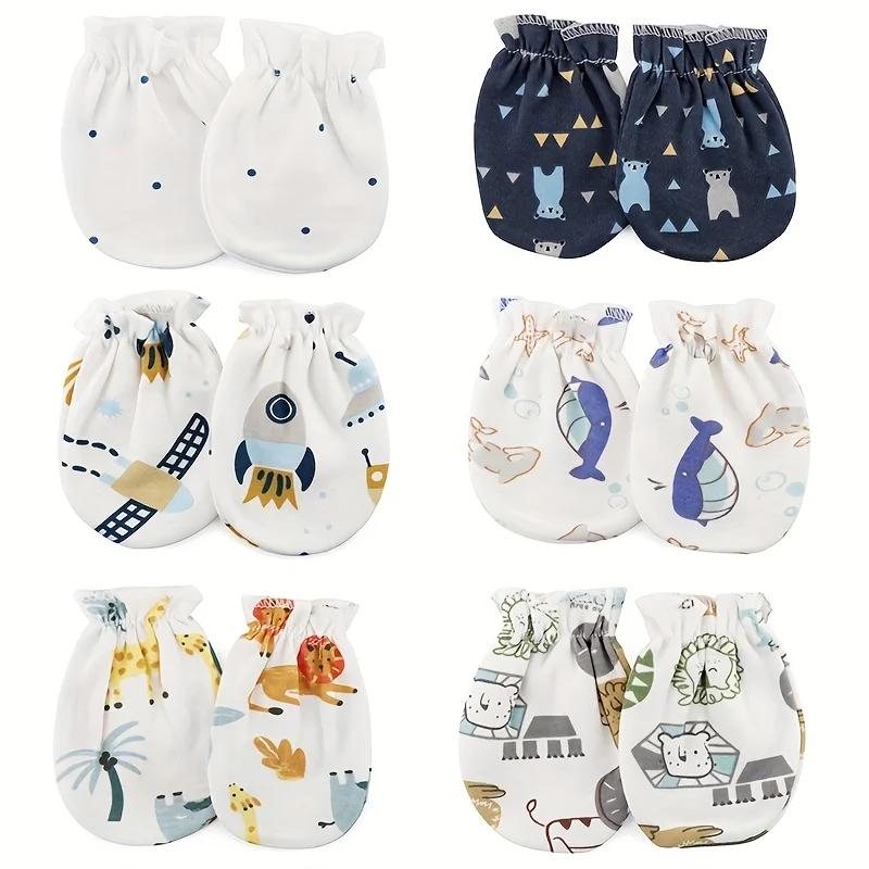 6 paires/lot gants pour nouveau-nés imprimés de dessins animés bébé garçons filles mitaines nouveau-