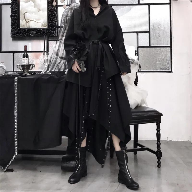 Jupe noire Harajuku pour femmes, Steampunk, gothique, Vintage, victorien, gitane, Hippie, fête Y2k,
