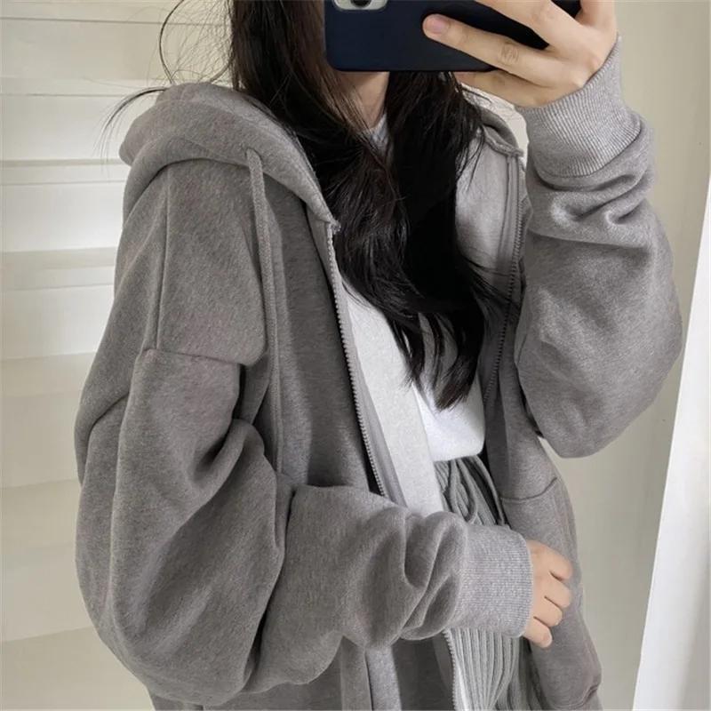 Sweat à capuche zippé à manches longues pour femmes, sweats à capuche décontractés, Streetwear Y2K,