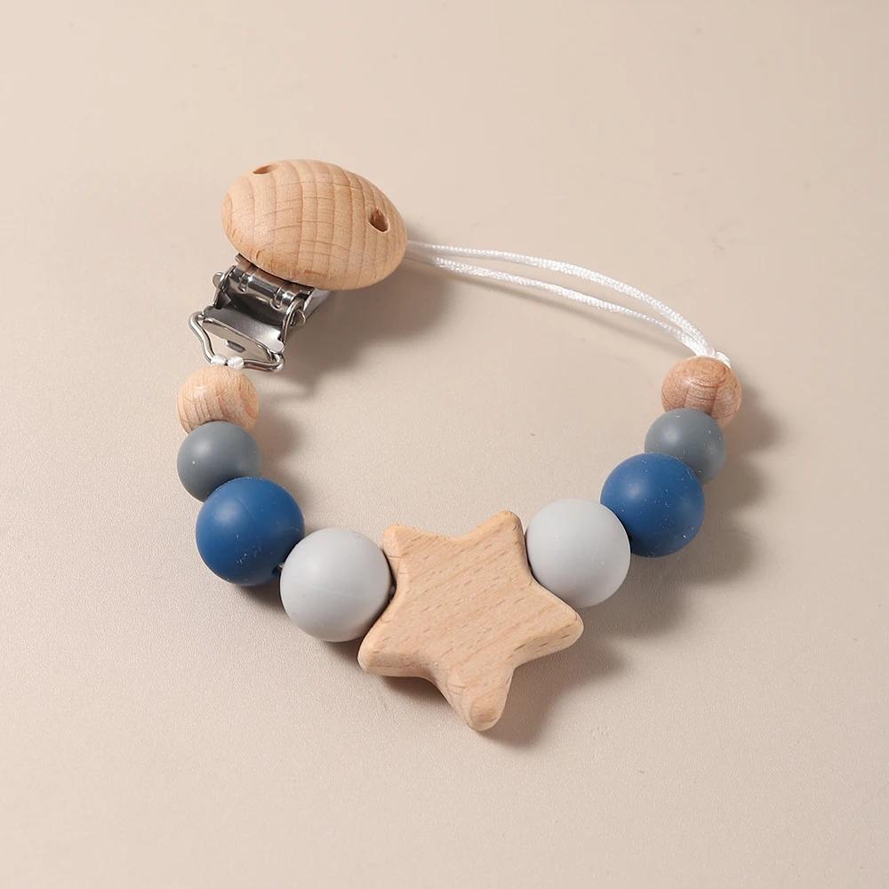 Chaîne de sucette étoile, clip de sucette perlé, porte-sucette Anti-perte pour bébés, nourrissons et