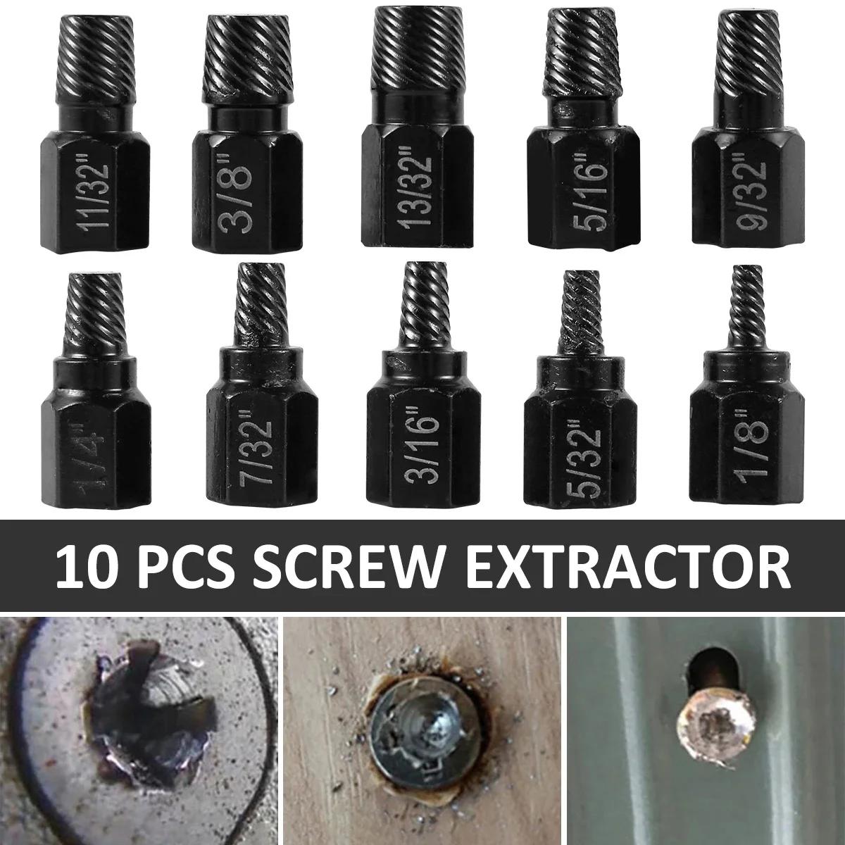 Kit d'extracteur de vis en acier allié, 10 pièces, dissolvant de vis endommagé, ensemble métallique,