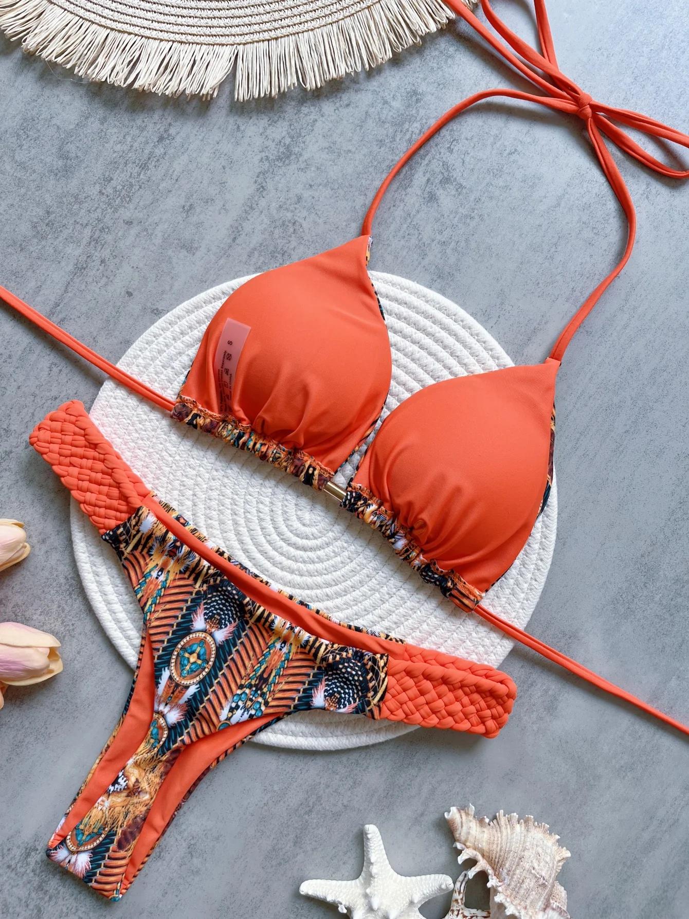 RUOTONSEPT imprimé licou Mini string coupe haute Bikini femme maillot de bain femmes maillots de bai