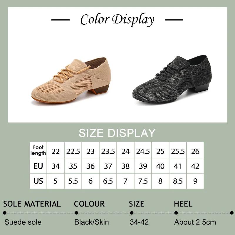 Chaussures de danse tricotées pour femmes, chaussures d'enseignant à semelle souple, chaussures d'en