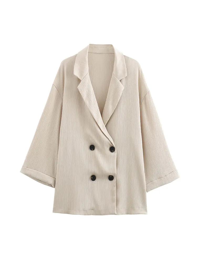 Ensemble manteau et pantalon pour femmes, Blazer décontracté, manches longues, Double boutonnage + p
