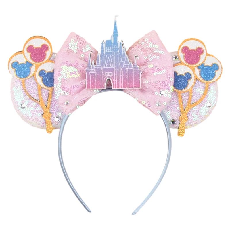 Serre-tête Disney 2026 avec oreilles de Mickey pour filles et femmes, avec sequins et nœud de 5 pouc