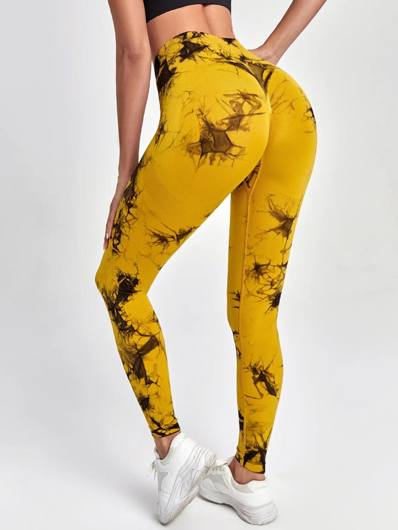 Aught Dye-Leggings de yoga taille haute sans couture pour femmes, pantalons de sport, collants push-