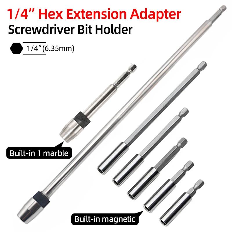 Adaptateur de support de douille de vis hexagonale 1/4, Extension de 6 tailles, tournevis magnétique