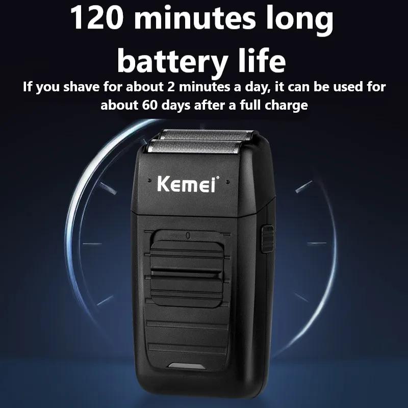 Kemei KM-1102 rasoir sans fil Rechargeable pour hommes double lame rasoir à barbe alternatif soins d