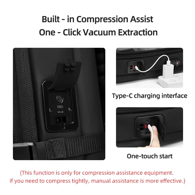 Sac à dos de voyage pour hommes, pompe de démarrage en un clic, compression sous vide, sac à dos pou