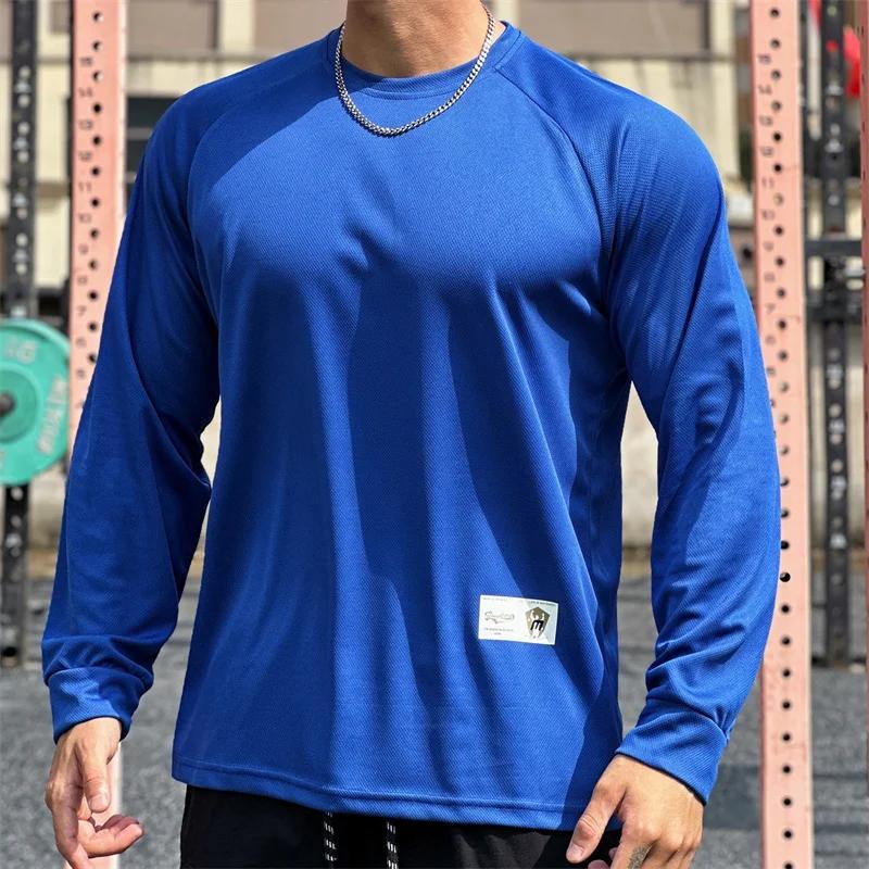 T-shirt sport homme manches longues automne - Maille respirante fitness running entraînement haute qualité