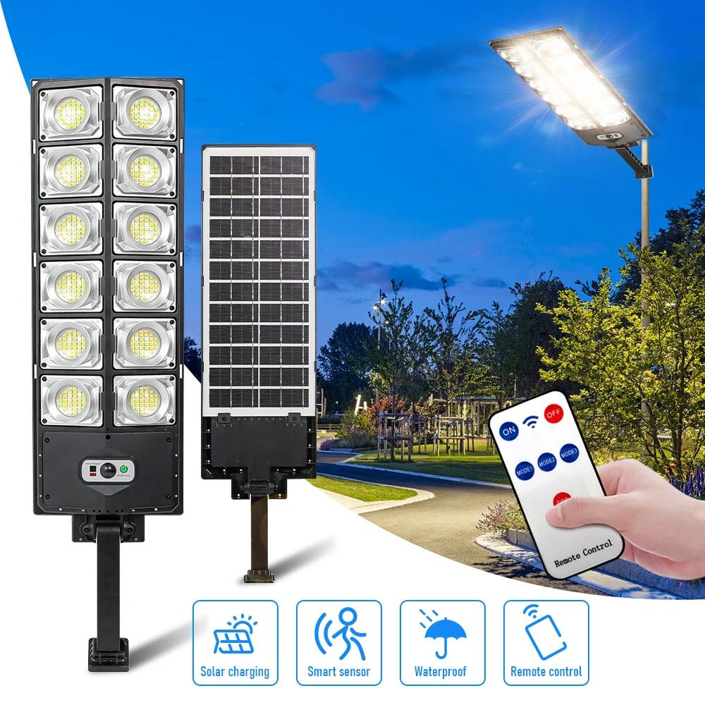 Lampadaires solaires extérieurs, lampe LED étanche, détecteur de mouvement de sécurité, 360 LED, 3 m