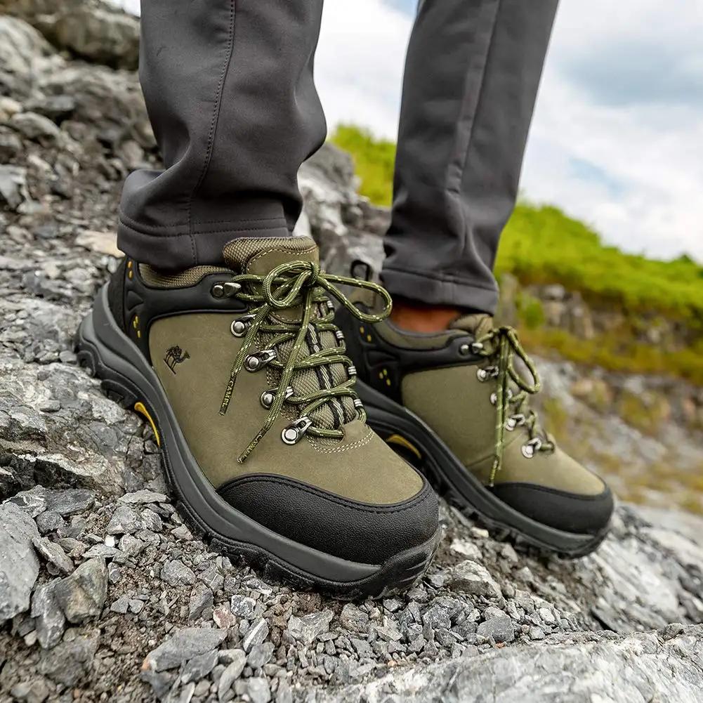 GOLDEN CAMEL – chaussures de randonnée imperméables pour hommes, bottes basses d'extérieur en cuir,