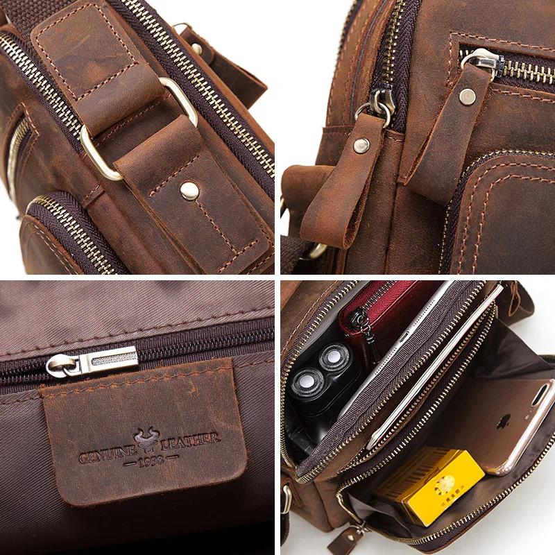 HUMERPAUL sac à bandoulière en cuir véritable pour hommes sacs croisés Vintage grande capacité mâle