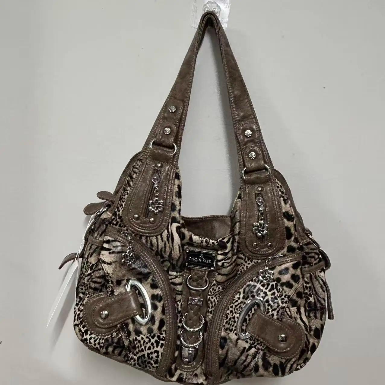 Sac à main polyvalent pour femme, sac à bandoulière léopard, sac à poignée supérieure, sacoche tenda
