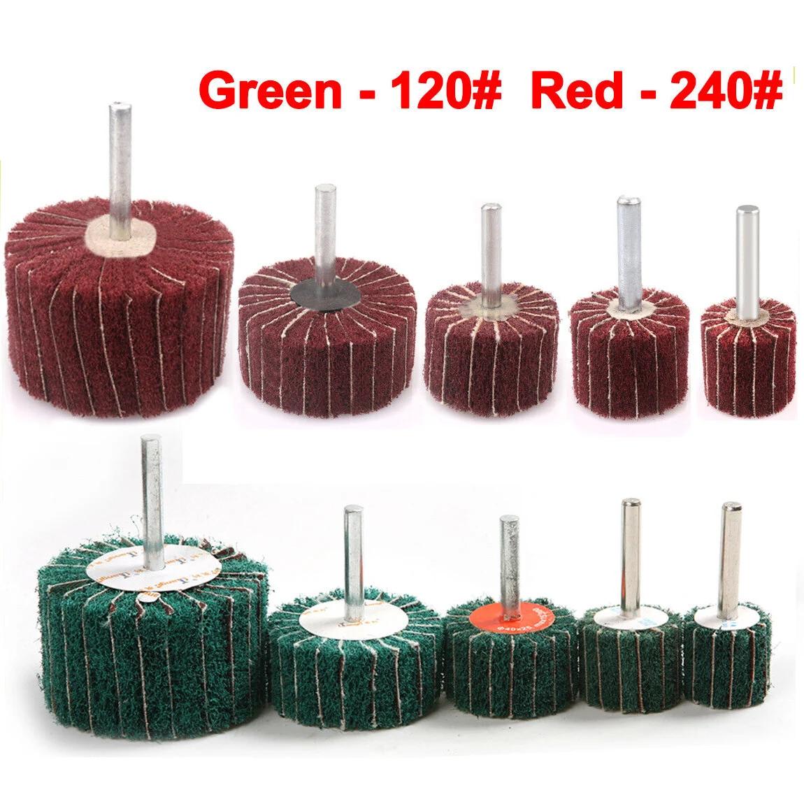 Roue de ponçage à lamelles Non tissées, tige de 6MM, tampon à récurer Abrasive en Fiber, polissage,