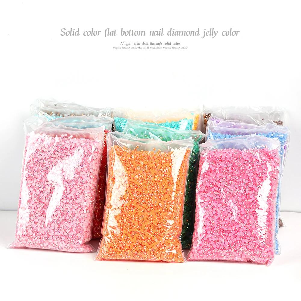 En vrac en gros gelée couleur AB Transparent AB 2mm,3mm,4mm,5mm,6mm facettes FlatBack résine strass