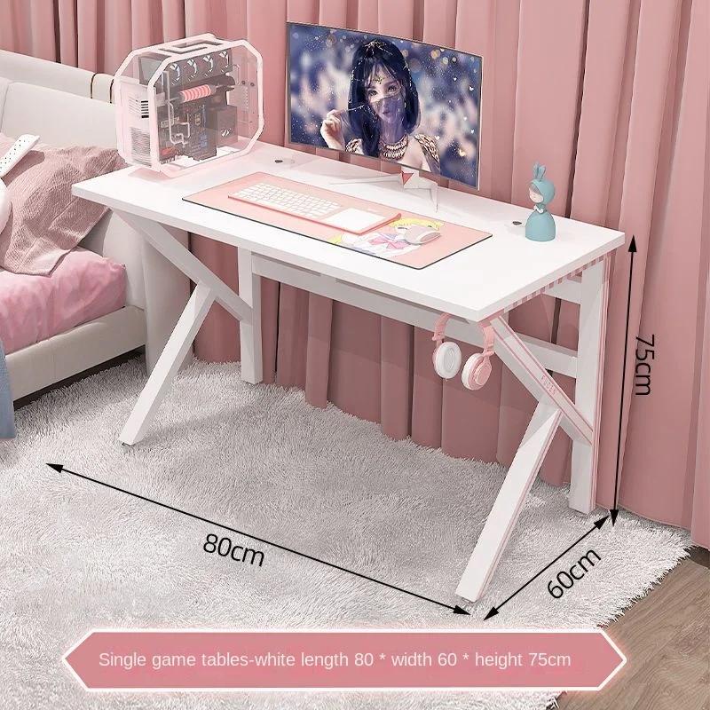 Bureau de jeu rose pour filles, robuste, blanc, mignon, jeu en famille, ordinateur en direct, pour c