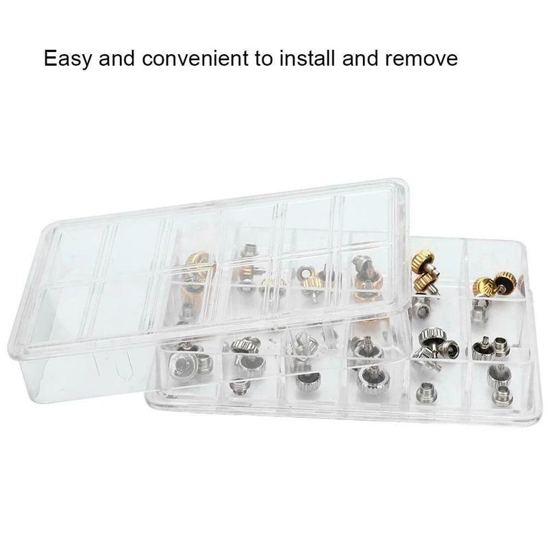 Couronnes de montre étanches, outils de réparation de remplacement assortis avec boîte, 48 pièces