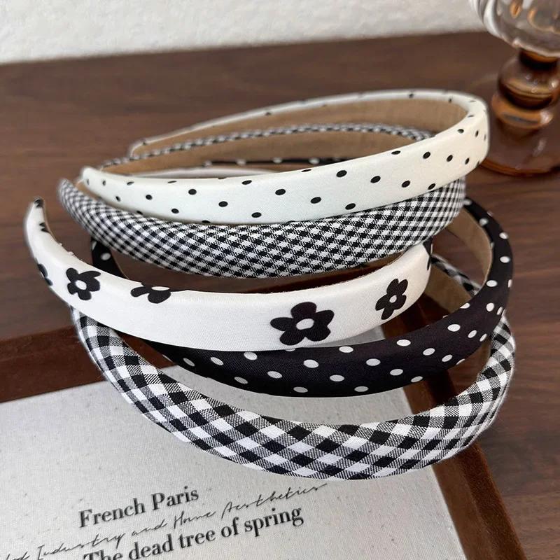 Bandes de cheveux à pois pour femmes, imprimé Floral, cerceau pour filles douces, accessoires pour c