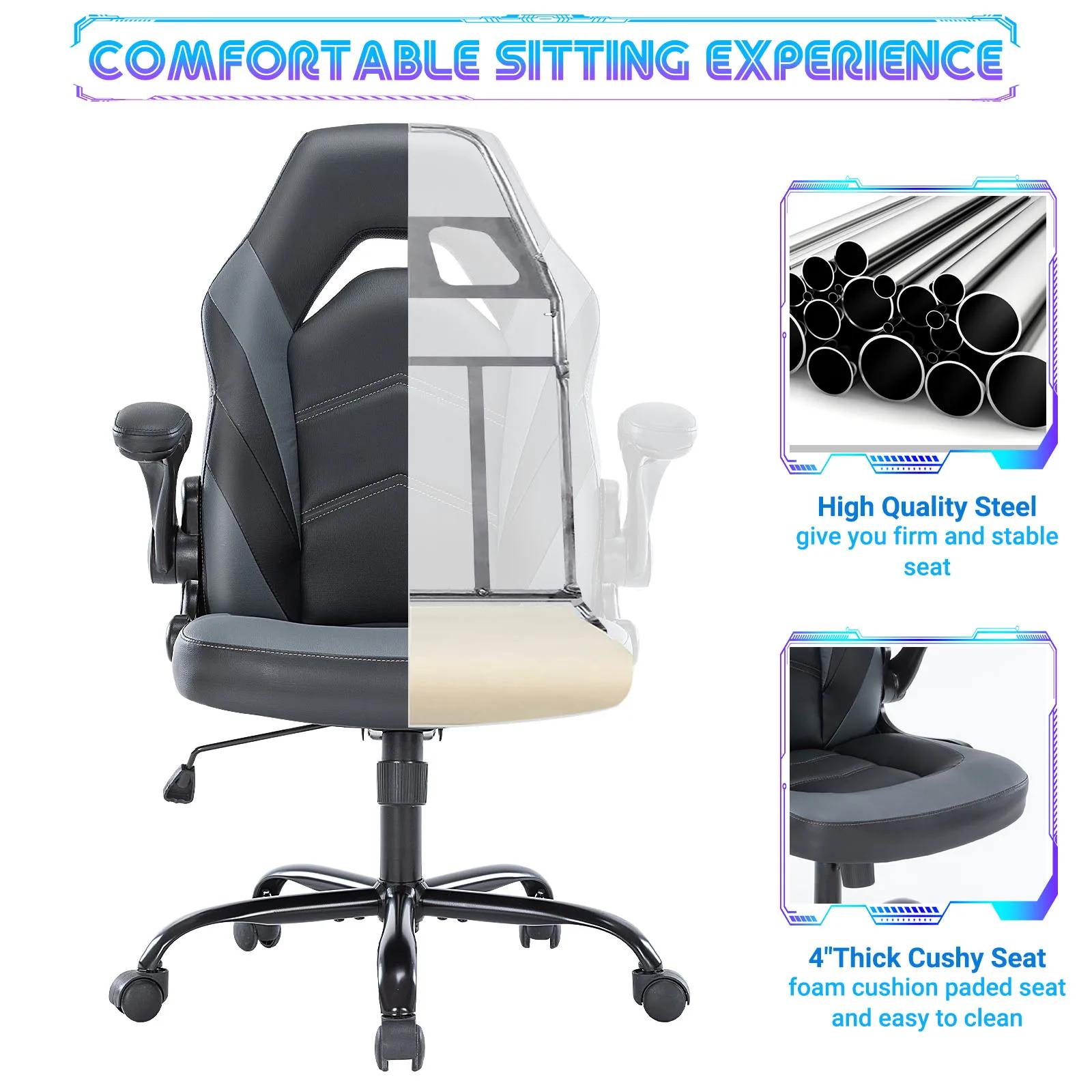 JHK ergonomique bureau ordinateur maison jeu chaise de bureau réglable en cuir PU chaise de course r