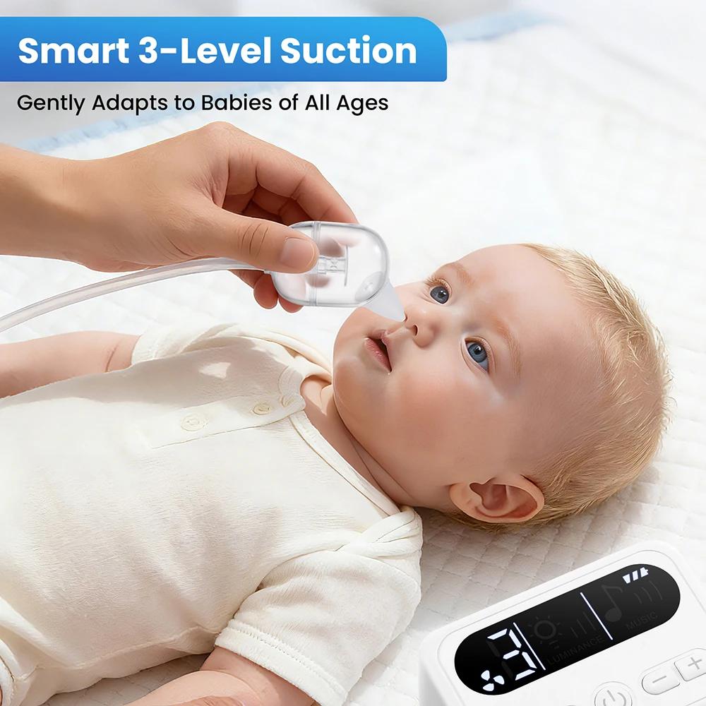 Aspirateur nasal électrique pour bébé avec musique intégrée et comptines, aspirateur de mucus rechar