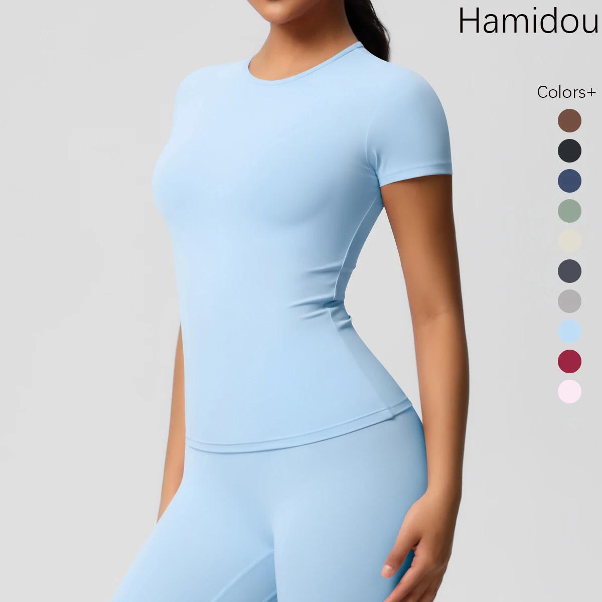 Haut de sport femme coupe sèche respirant - T-shirt fitness élastique gymnase vêtements entraînement extérieur décontracté