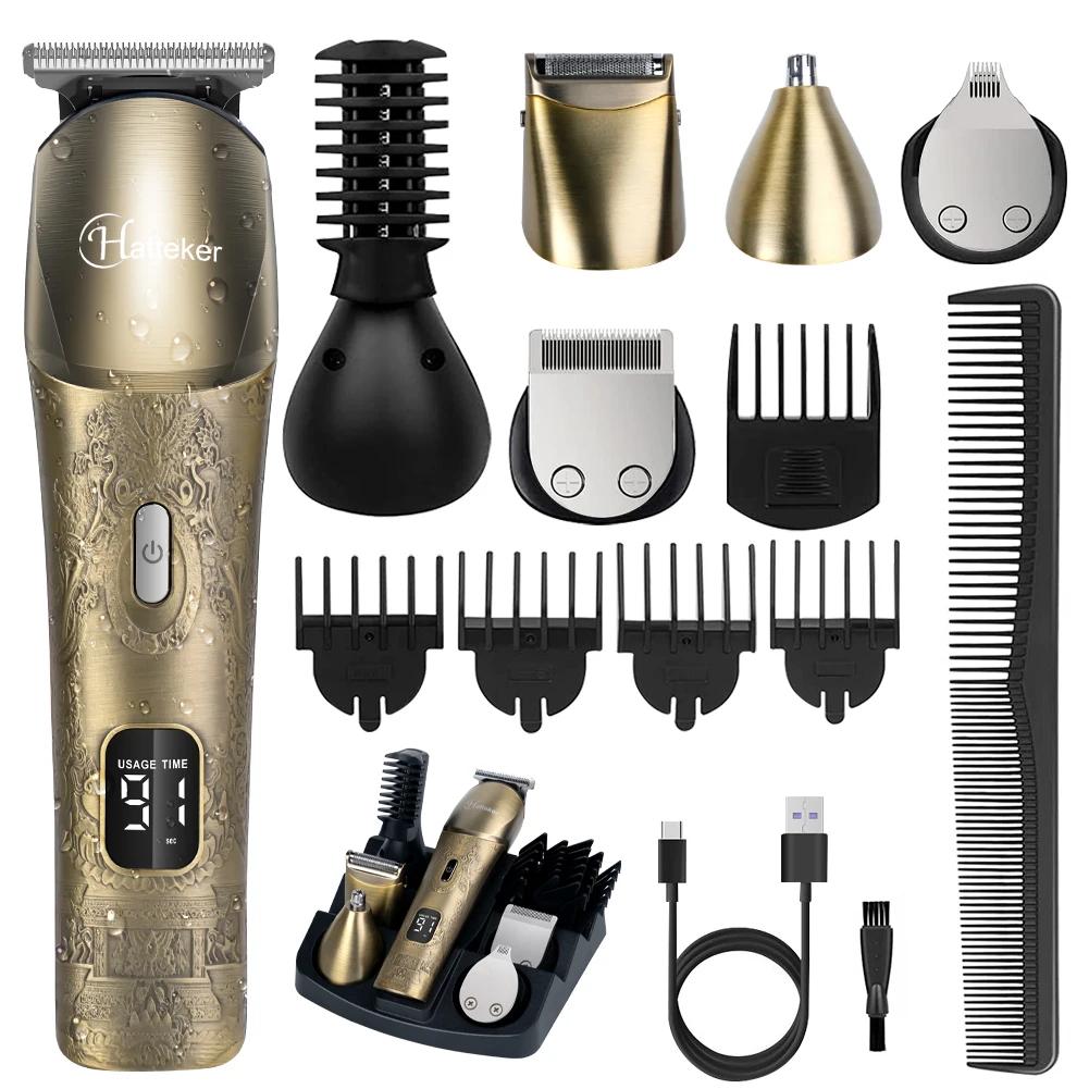 Hatteker-Tondeuse à cheveux électrique aste sans fil pour hommes, tondeuse multifonction, coupe de c