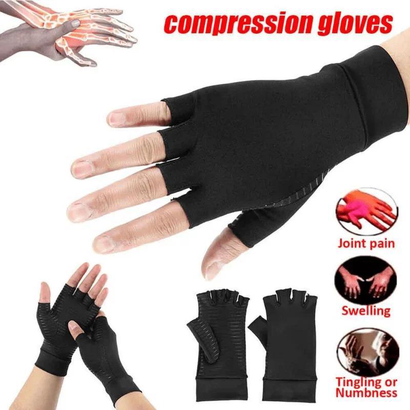 Gants d'arthrite à Compression, soulagement des demi-doigt, Fiber d'ions de cuivre, gants de protect