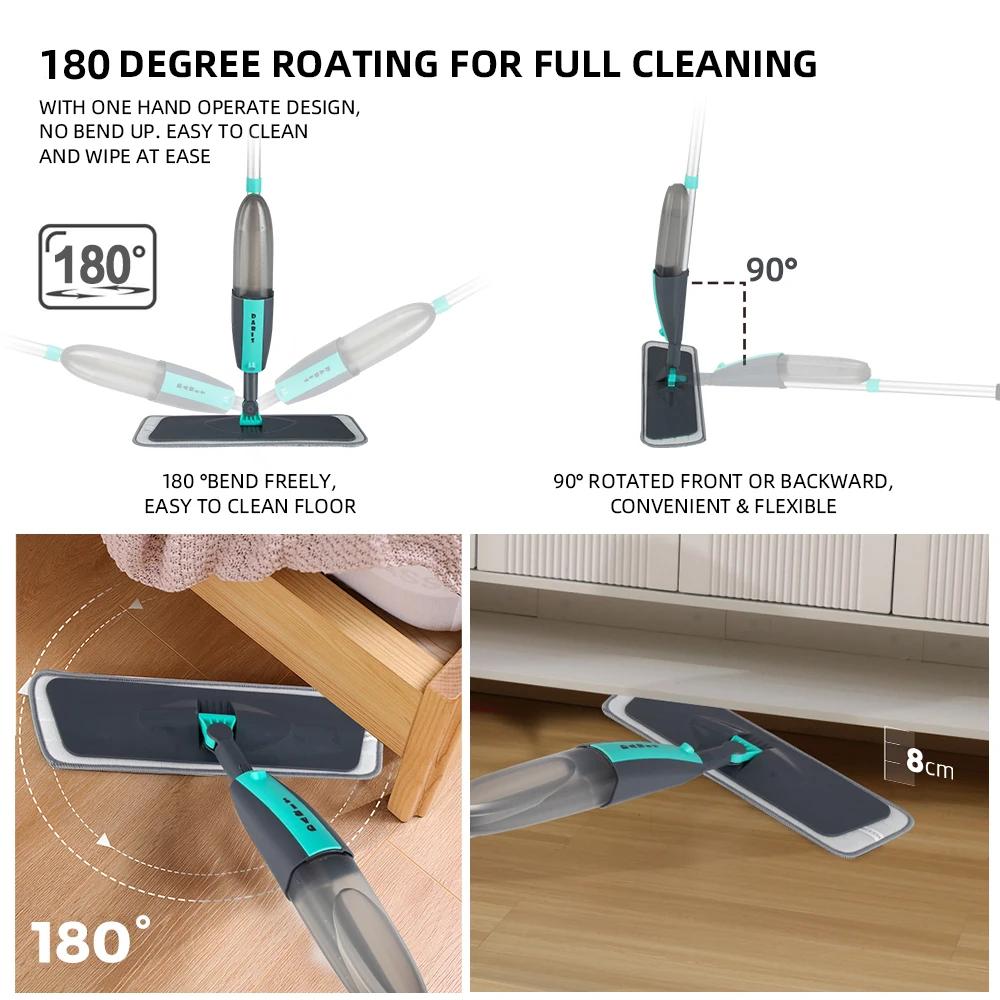 Balais magiques de balayeuse de nettoyage de sol avec des tampons en microfibre 360 ° Balai plat d