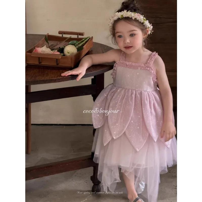 Jupe débardeur d'été pour filles, jupe à bretelles pour enfants, robe de princesse pour enfants, nou
