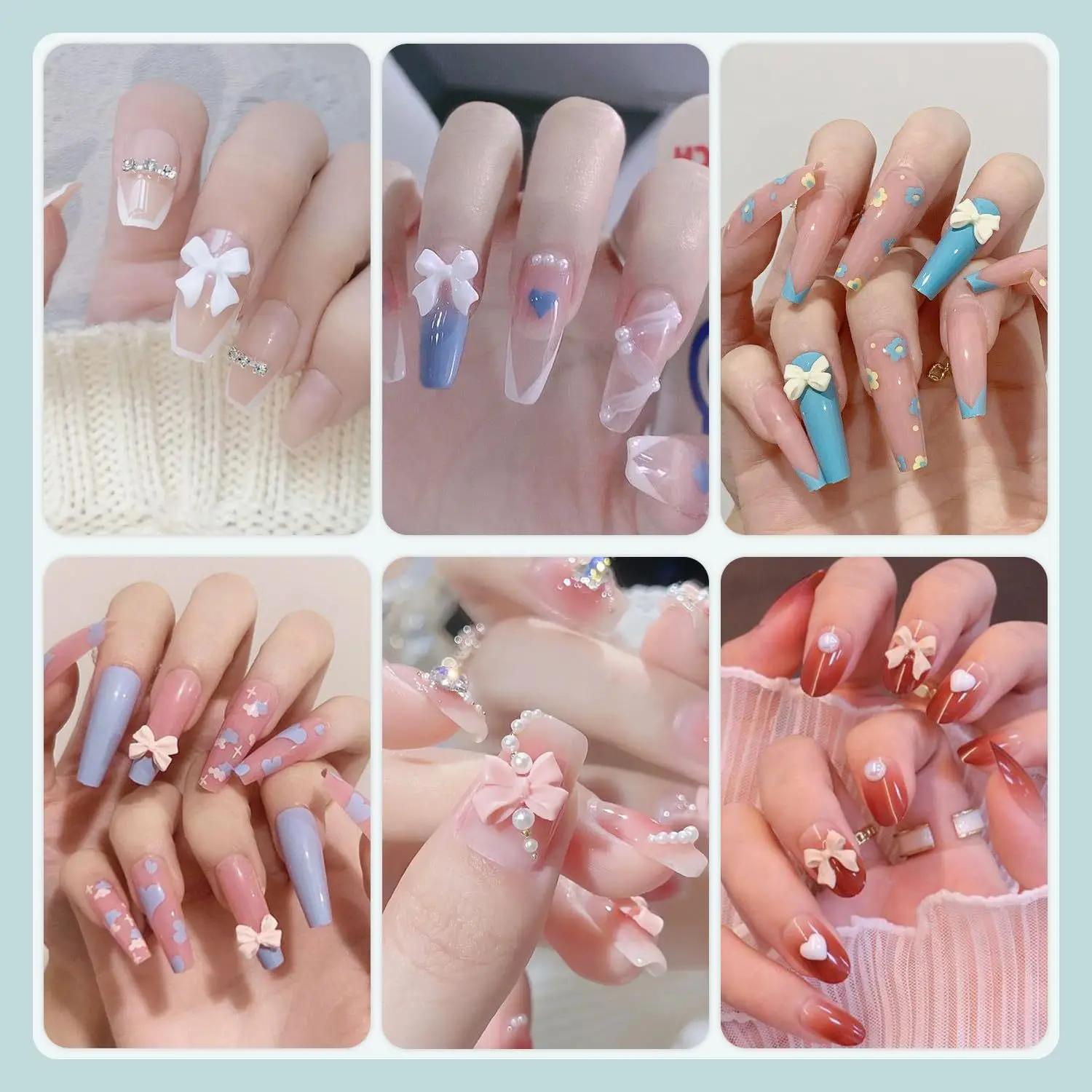 500 pièces/boîte 3D arc ongles breloques grande boîte Flatback perles ensemble ongles arcs charme +