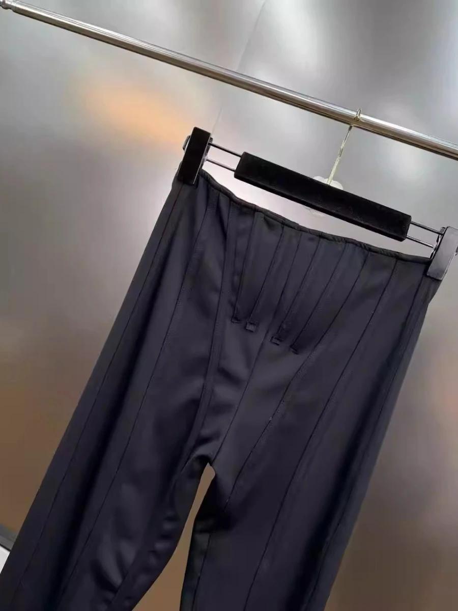 CHICEVER solide épissé plis Chic pantalon femme taille haute minceur Streetwear Design femmes pantal