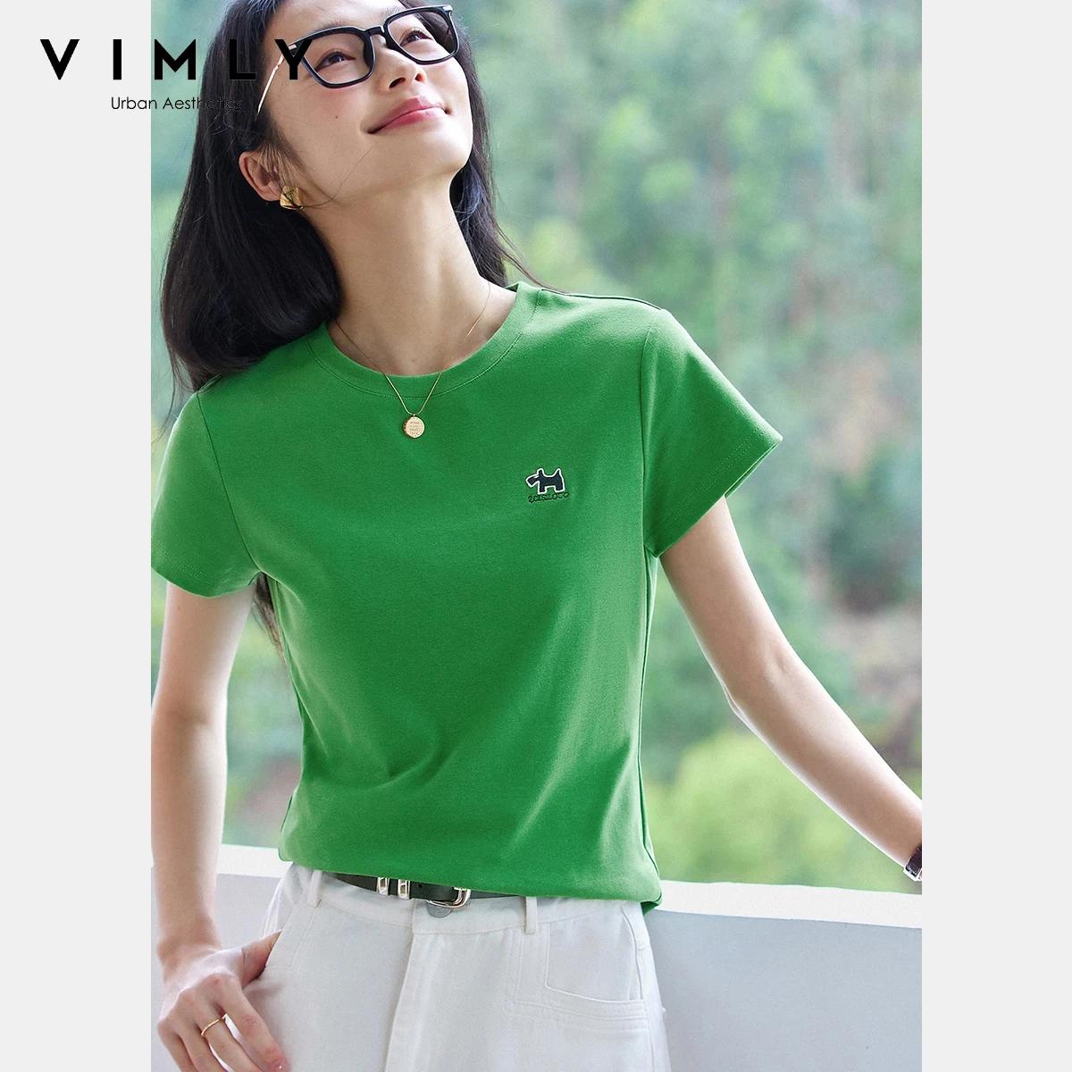 T-shirt minimaliste à manches courtes pour femme VIMLY, nouvelle collection été 2026, col rond, moti