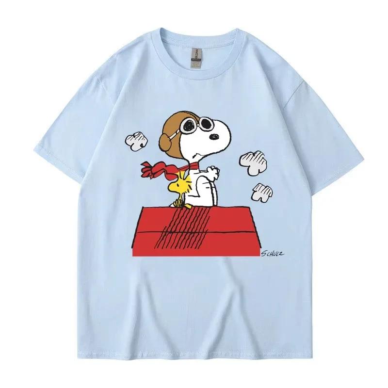 Snoopy noir femmes T-shirt été 2025 nouveau à manches courtes 100% coton hommes femmes T-shirt hauts