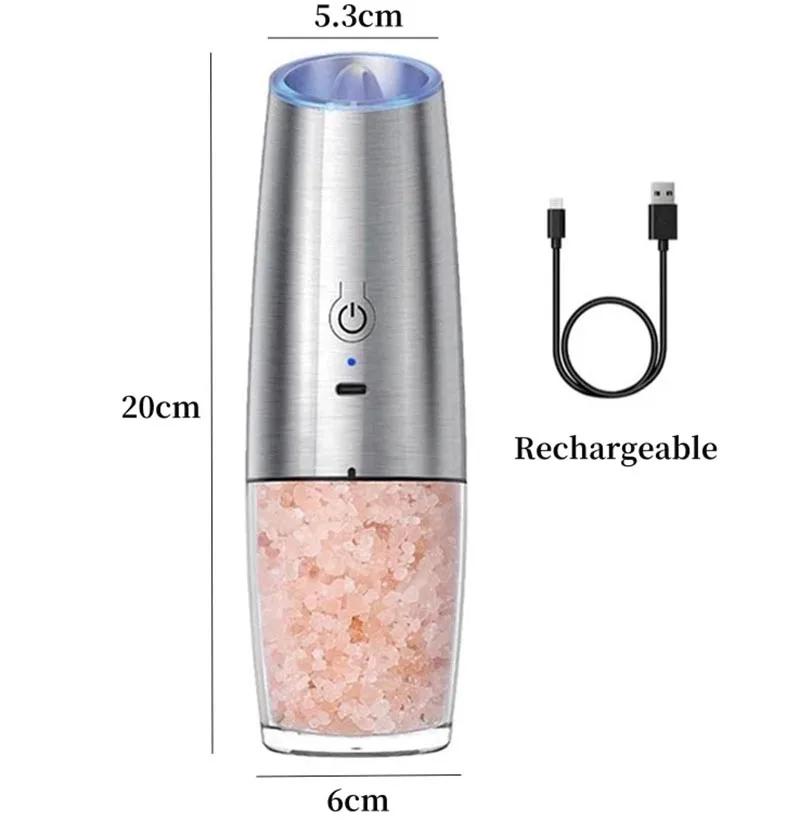Moulin à poivre électrique 2 pièces, moulin à sel et à poivre, Rechargeable par USB, grossièreté rég