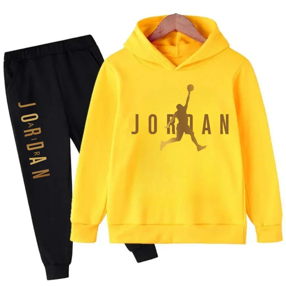 Ensemble pour enfants imprimé motif Slam Dunk Master, sweat à capuche + pantalon, ensemble 2 pièces,