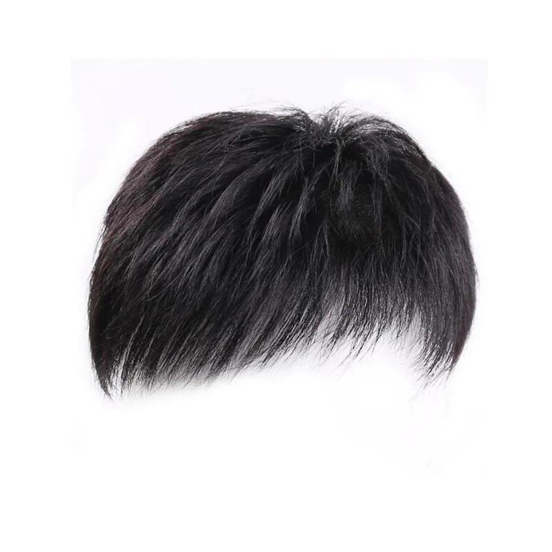 Perruque pour hommes, patch pour cheveux, couverture de calvitie du front, cheveux blancs, fibre syn