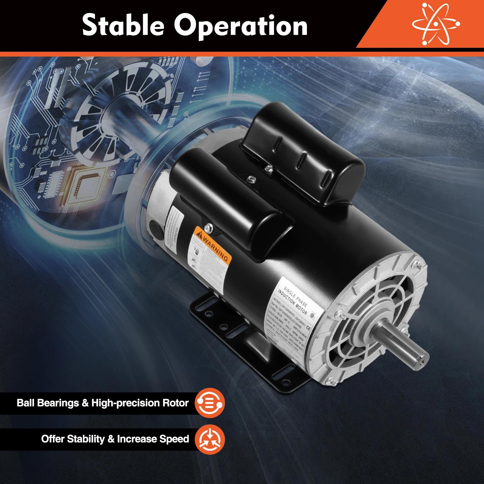 Moteur électrique de service de compresseur 5HP, 1 phase 143, cadre 5T, 3450 tr/min, arbre 7/8 ", 23