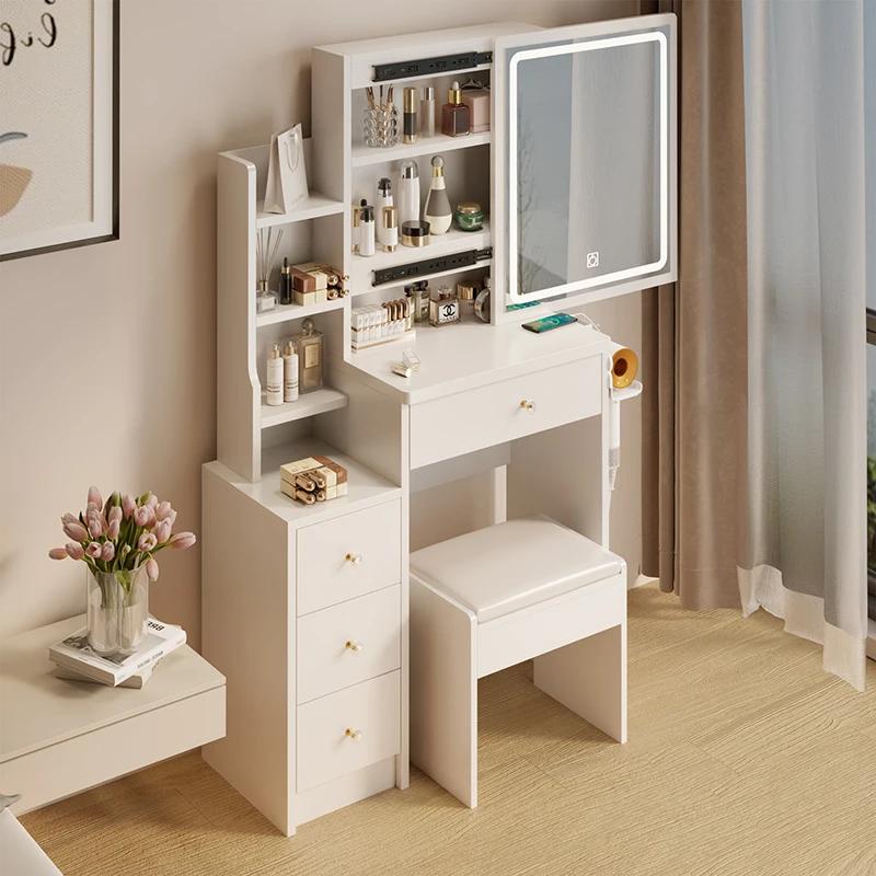 Support de sèche-cheveux tactile extra large, 2 AC + 2 USB Power Station, Table de chevet, Tabouret