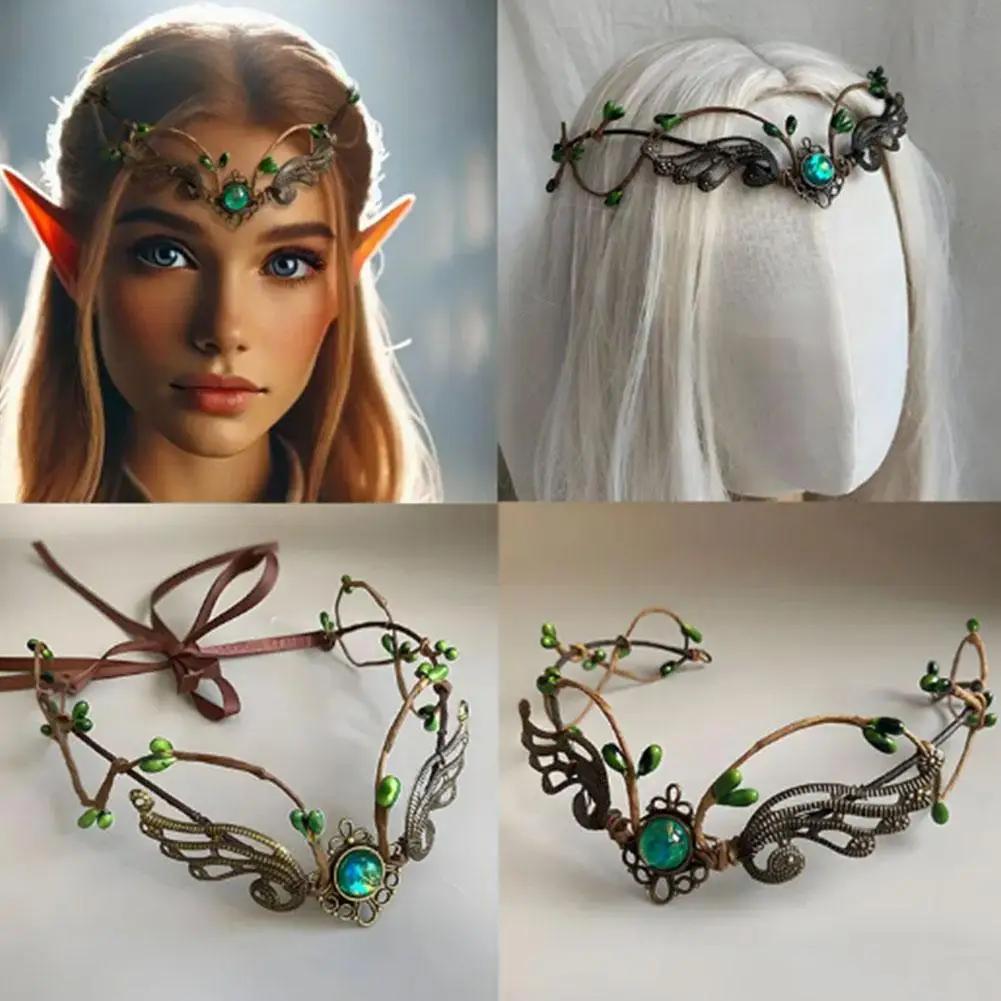 Couronne d'elfe, diadème d'elfe, serre-tête de vigne, couronne de sorcière féerique, bandeau gothiqu