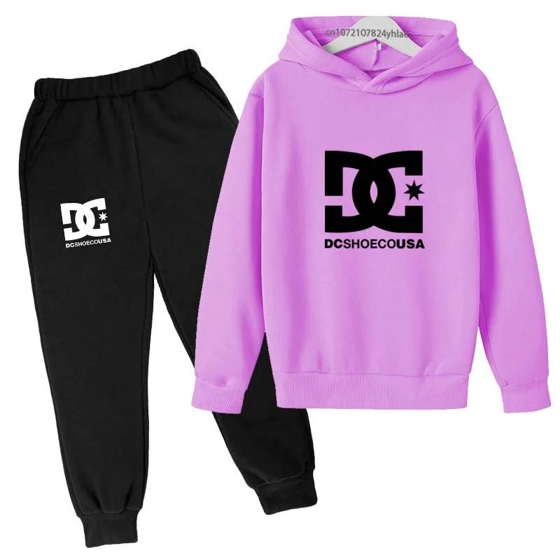 Enfants printemps automne décontracté Simple imprimé 2 pièces sweat à capuche + pantalon survêtement