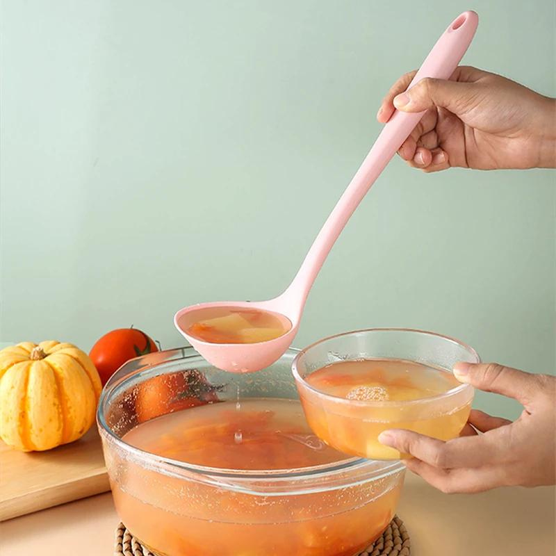 Cuillère à soupe en Silicone à Long manche, grandes nouilles Ramen, cuillères à soupe, marmite chaud