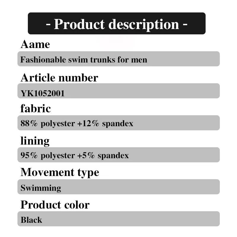 Maillot de bain homme professionnel noir grande taille séchage rapide tissu bionique