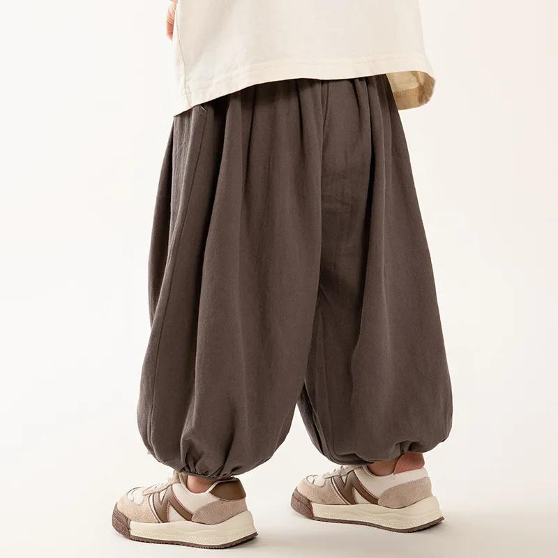 Pantalon lanterne mince pour enfants, sarouel ample, monochromatique, confortable et respirant, garç