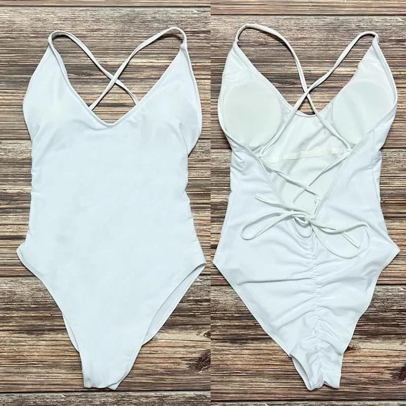 2025 maillot de bain une pièce blanc maillots de bain femmes natation trempé grande taille pur maill