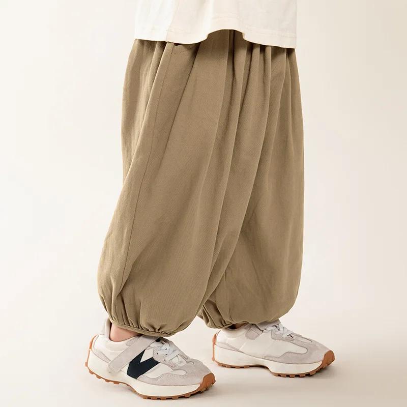 Pantalon lanterne mince pour enfants, sarouel ample, monochromatique, confortable et respirant, garç