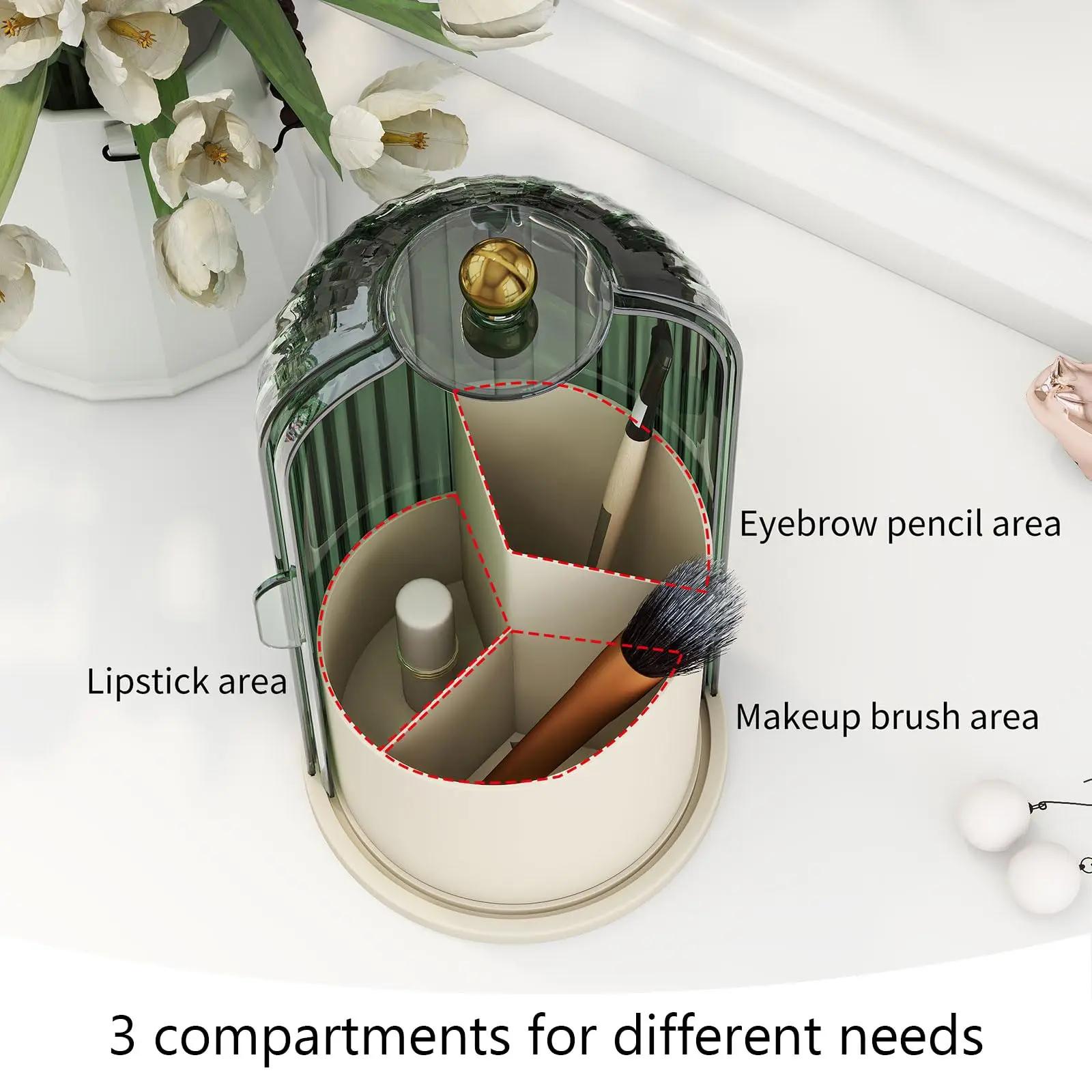 YOOLENS-Porte-pinceau de maquillage avec couvercle, rotation à 360 °, transparent, anti-poussière