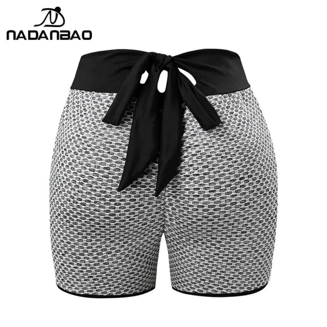 Nadanbao Sexy à carreaux taille haute pêche hanche pantalons de Yoga nid d'abeille Fitness Shorts do