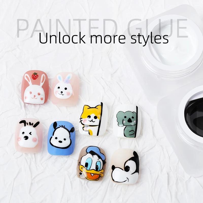 5ml Nail Art peinture UV Gel vernis noir blanc couleurs 3D fleur dessin tremper LED peinture Liner C